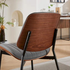 2PCS Faux Leather Chair with Metal Legs