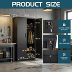 72in Heavy Duty Steel Wardrobe Cabinet with Lock, Metal Garage Storage Cabinets, Metal Cabinet Storage for Home, Bedroom, Office, Closet