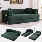 Corduroy floor sofa bed with pillows, convertible armrests and backrest, suitable for living rooms, bedrooms, and apartments.