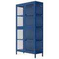 Four Glass Door Storage Cabinet with Adjustable Shelves and Feet Cold-Rolled Steel Sideboard Furniture