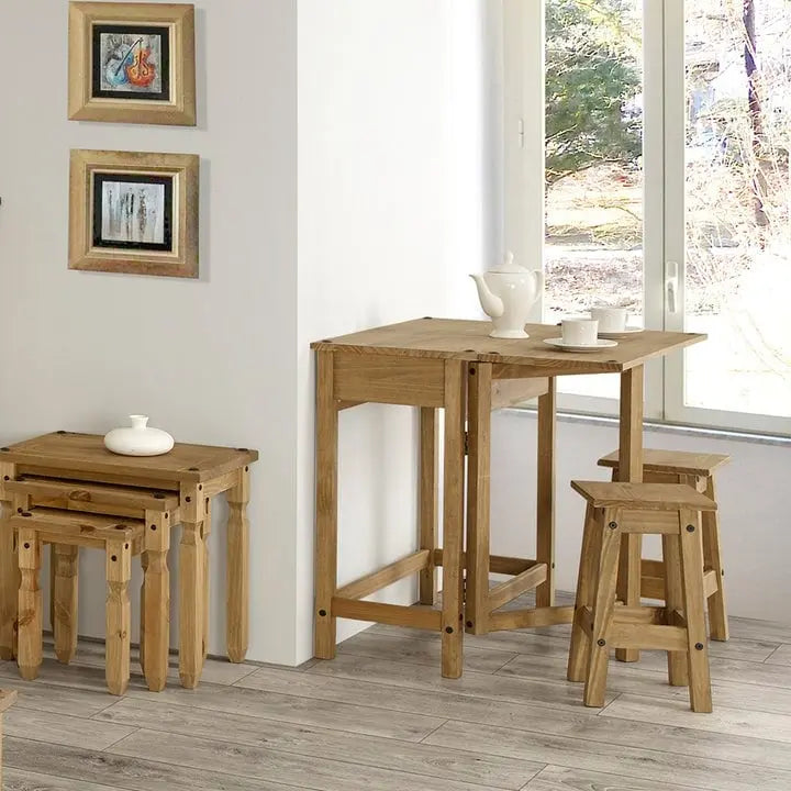 Solid Pine Drop Leaf Table 3-piece Dining Set