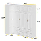 93.9H/74.2H Armoires Wardrobe Closet Cabinet Hanging Drawers Storage