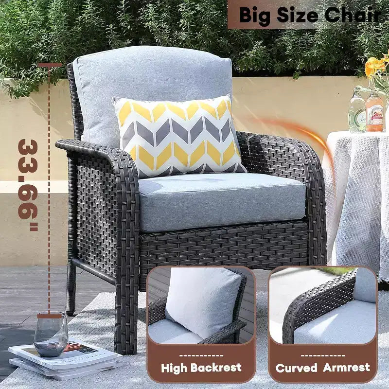 HOMLUX Set of 2 Patio Wicker Chairs Set Outdoor All Weather High Back Rattan Chairs