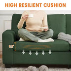 83W Modern 3-Seater Sofa with Deep Seat, Soft Fabric, Wide Armrest, Removable Washable Cushion Cover