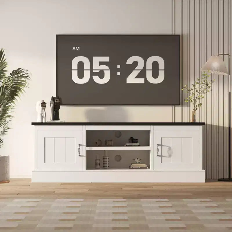 Modern TV Stand for 65-Inch TVs, Rustic Wood Entertainment Center with Spacious Storage Cabinets, Media Console Table for Living Room & Office