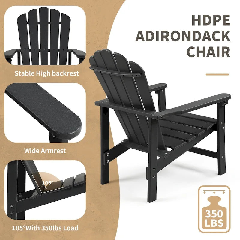 Vrakae 6 Pcs Patio HDPE All-Weather Stacking Adirondack Chair