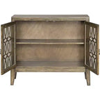 40 Wide Glass Door Accent Cabinet with Adjustable Shelf, Distressed Parchment Finish