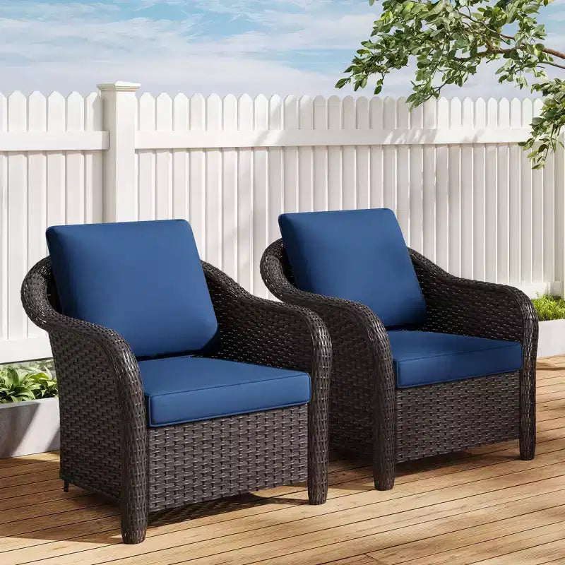 UPTIOT 2-person Outdoor Rattan Armchairs With Cushions