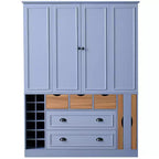 Whisen 71 Tall Freestanding Kitchen Pantry, Large Dining Storage Cabinet Cupboard Sideboards With 4 Foldable Doors, Shelves, Wine Racks