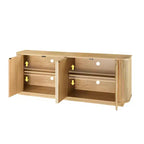 JVNOXK Sideboard Storage Cabinet TV Stand with wave pattern Buffet Cabinet Wooden Vertical Striped Cabinet for Kitchen/Bedroom/Entryway. Natural