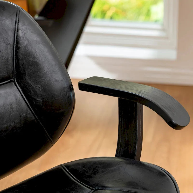 Glitzhome Leatherette Adjustable Swivel Desk Office Chair with Armrest Ergonomic Design