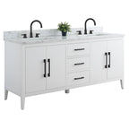 Vanity Art 72 Double Sink Bathroom Vanity Cabinet with Engineered Marble Top