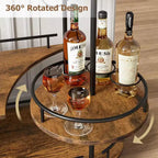 Bar Carts with 4-Tiers Storage ShelvesMobile Bar Seving Carts On Wheels with Wine Rack and Glass Holder for Kitchen, Dining Room, Living Room