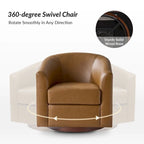 Haley Modern Swivel Barrel Faux Leather Chair with Solid Wood Base Set of 2 by HULALA HOME