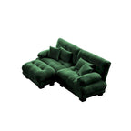 L Shaped Loveseat Sofa Chenille Sectional Couch with Lumbar Pillows