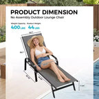 Set of 2 Outdoor Patio Chaise Lounge Chairs, 5-Position Adjustable Reclining Chairs with Textilene Fabric, Poolside Loungers for Garden & Balcony