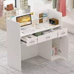 Famapy L-shaped Reception Desk Multifunctional Welcome Desk Workstation