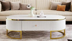 47.2 Oval Engineered Wood Coffee Table With Storage Drawers