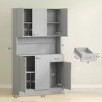 71 Kitchen Pantry Cabinet, Tall Storage Cabinet with Microwave Stand, Modern Kitchen Hutch,3 Adjustable Shelves for Living Room, Dining Room