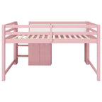 Pink/White Low Loft Bed with Desk, Storage & Whiteboard ?C Twin, 1-Person