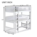 Triple Twin Bunk for Kids, Twin over Twin over Twin Detachable Bunk Bed with Ladder and Guardrail, Separate into 3 Beds