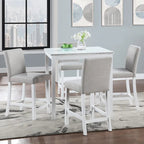 Modern 5-Piece Dining Set with Square Counter Height Table & 4 Upholstered Chairs