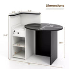 Costway Front Reception Counter Desk Checkout Office Desk with Open Shelf & Lockable Drawer White/Brown/Black