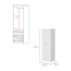 18.9  Modern Double-door Armoire with Two Bottom Drawers and Hanging Rod for Bedroom