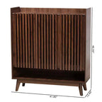 Delaire Mid-Century Modern Walnut Brown Finished Wood Shoe Cabinet