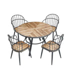 5 Piece Dining Table Set Dining Set with 4 Dining Chairs and Round/Square Table, Black+Natural/Walnut-ModernLuxe