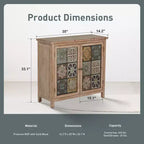 Captiva Designs Accent Distressed Checkered Patterns Storage Cabinet with 2 Doors for Entryway Living Room
