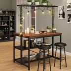 Kitchen Island with Storage, Bakers Rack, Island Table for Kitchen,3 Tier Microwave Stand Oven Shelf,Large Coffee Bar Table, Storage Shelf, 5 Hooks