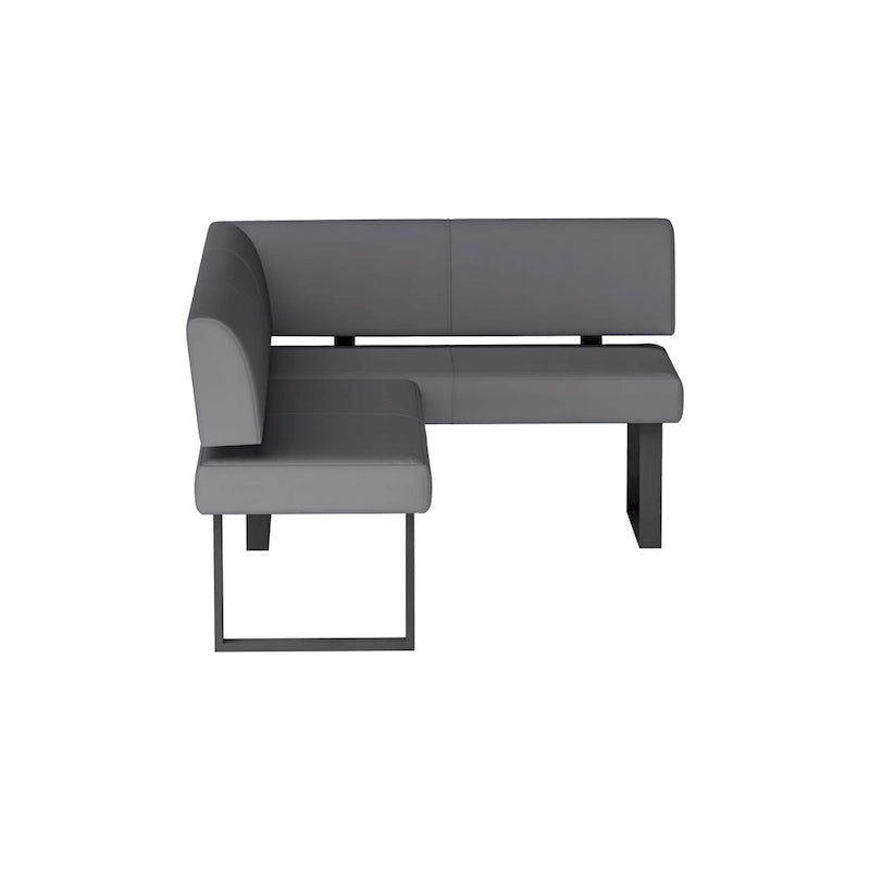 Somette Lillian 3-Piece Gloss Gray Dining Set with Dining Table, Nook and Bench
