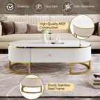 47.2 Oval Engineered Wood Coffee Table With Storage Drawers