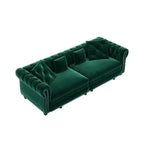 Whisen Velvet 3-in-1 King Size Pull-Out Sofa Bed & Convertible Sleeper Sofa with Movable Ottoman, Tufted Design