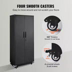 VEVOR Metal Storage Cabinet with Wheels, 75 in Locking Cabinet with 4 Adjustable Shelves & 2 Magnetic Doors, 200 lbs Capacity per Shelf, Black