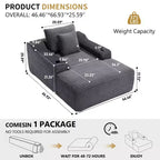 67 Chaise Lounge Chair, Indoor Sleeper Sofa Bed with 2 Pillows, Boneless Single Sofa Couch for Living Room, No Assembly Required