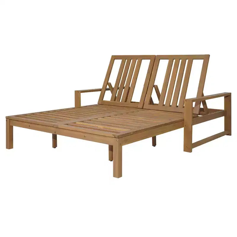Polibi Double Outdoor Lounge Chair with 5-Position Adjustable Backrest