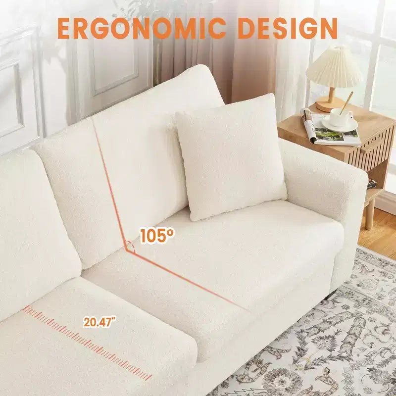 83W Modern 3-Seater Sofa with Deep Seat, Soft Fabric, Wide Armrest, Removable Washable Cushion Cover