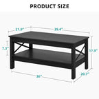 Farmhouse Wood Accent Coffee Table with Large Storage Shelf