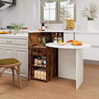 Costway Front Reception Counter Desk Checkout Office Desk with Open Shelf & Lockable Drawer White/Brown/Black
