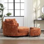 Modern Sofa Chair Round Accent Barrel Chair With 5 Pillows and Optional Ottoman