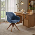 Art Leon Comfortable Fabric Swivel Accent Chair with Solid Oak Wood Legs