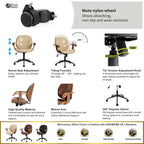 Glitzhome Leatherette Adjustable Swivel Desk Office Chair with Armrest Ergonomic Design