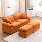 2-seater sofa with 2 cushions, 2 pillows and 2 ottomans, comfortable sofa - Living room deep sofa, modular sofa