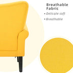 Erommy Modern Accent Chair, High Back Armchair, Upholstered Fabric Button Single Sofa with Wooden Legs for Living Room