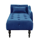 Modern 60.6  Velvet Upholstered Buttons Tufted Chaise Lounge Chair with Solid Wood Legs and Nailheads