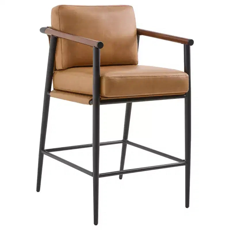Spruce&Spring Modern Counter Stools with Arm & Metal Frame Set of 2