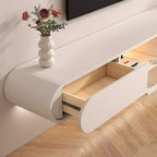 White Wooden Floating TV Stand with Storage for Living Room
