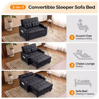 Upholstered Cats Claw Leather Convertible Reclining Sleeper Sofa Bed With Cushions For Small Spaces